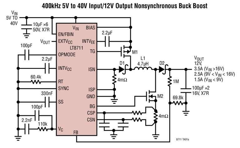 Contr�leur DC/DC, 42V, � multiples topologies, courant de repos IQ de 15�A, procurant cinq architectures de convertisseur, avec un courant de sortie jusqu�� 10A