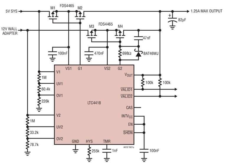 Circuit � double entr�e, avec affectation des priorit�s, solution de rechange pour batterie de sauvegarde, � faible courant de repos