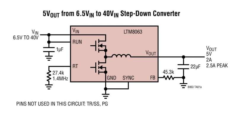 R�gulateur �Module Silent Switcher 2A, 40V en entr�e, en bo�tier BGA 6,25mm x 4mm